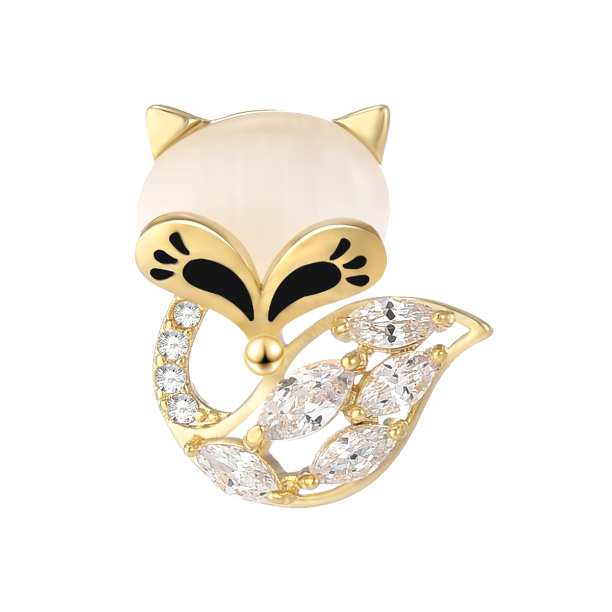 Sotiya Cute Cat's Eye Fox Brooch-Sotiya