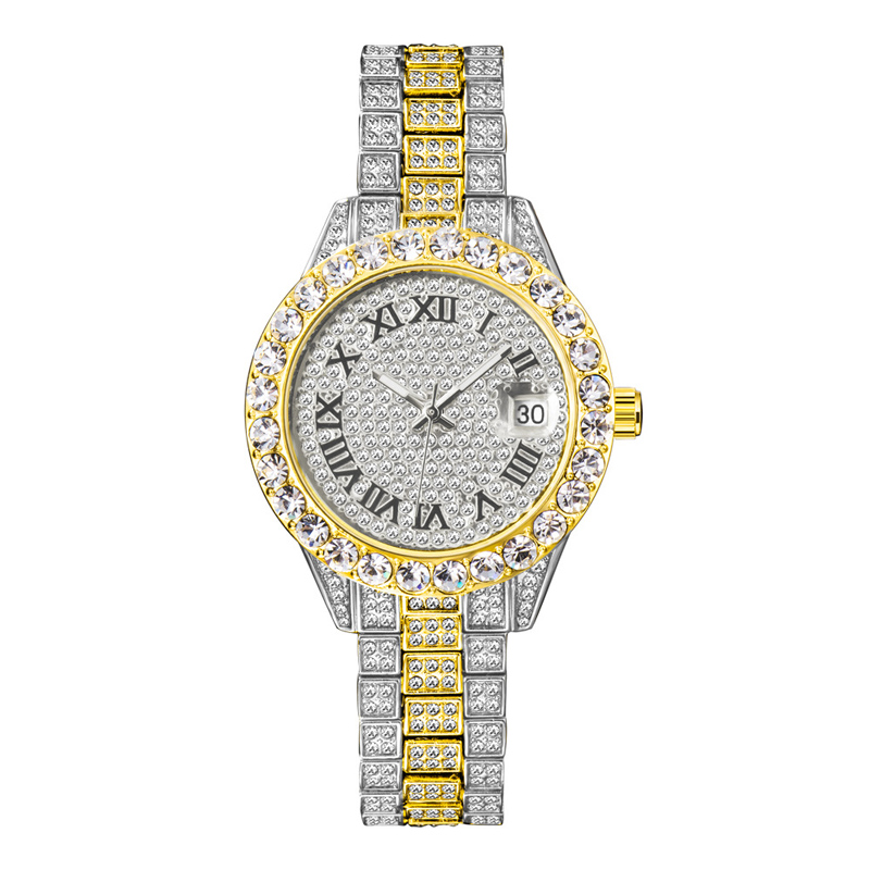 Sotiya Stone-Encrusted Dial Roman Numeral Waterproof Quartz Watch-Sotiya