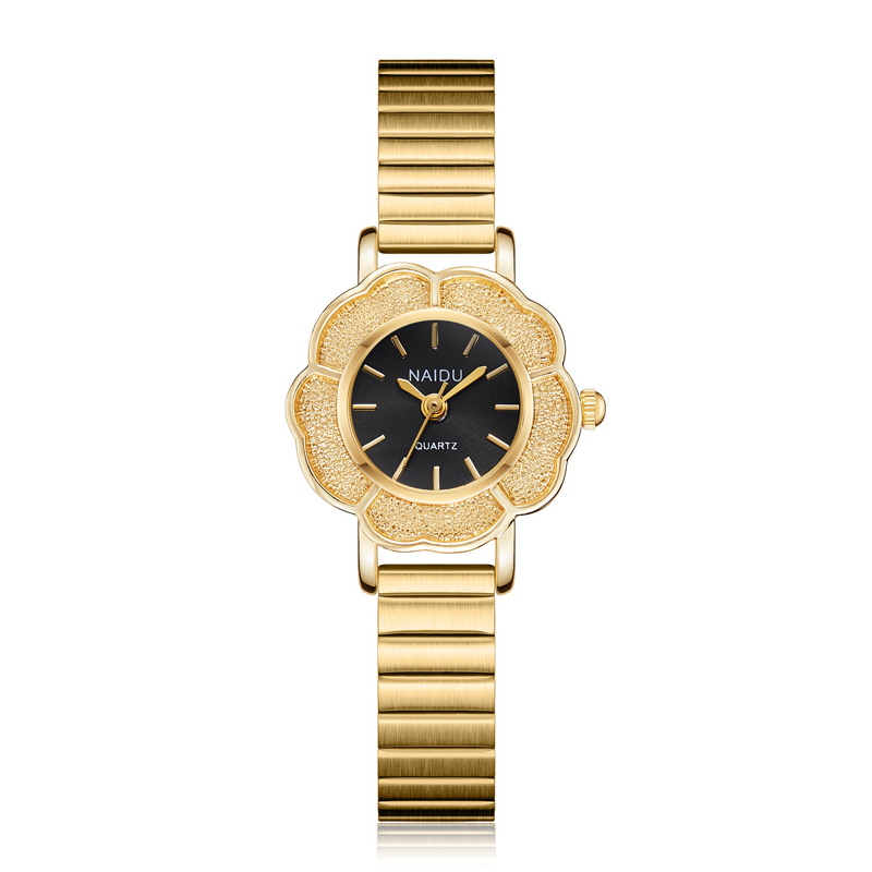 Sotiya Floral Design Case Quartz Movement Women's Gold Watch-Sotiya