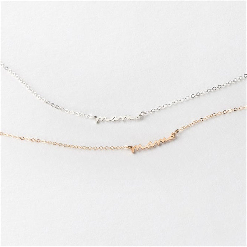 Sotiya Polished Letter Mama Necklace Sterling Silver-Sotiya