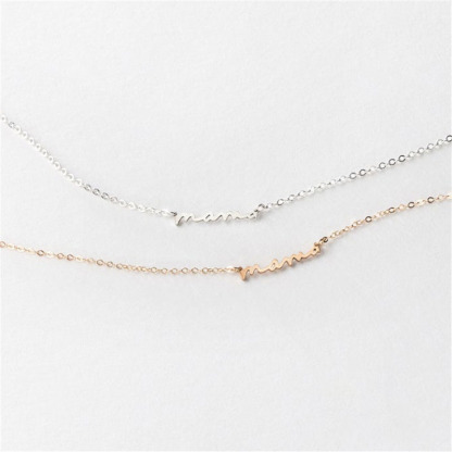 Sotiya Polished Letter Mama Necklace Sterling Silver-Sotiya