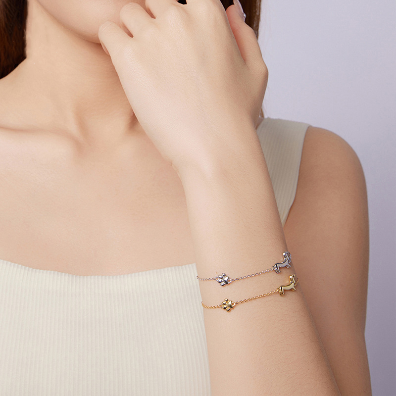 Sotiya Cute Dachshund Dog Paw Bracelet Sterling Silver-Sotiya