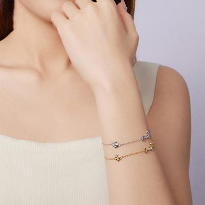 Sotiya Cute Dachshund Dog Paw Bracelet Sterling Silver-Sotiya