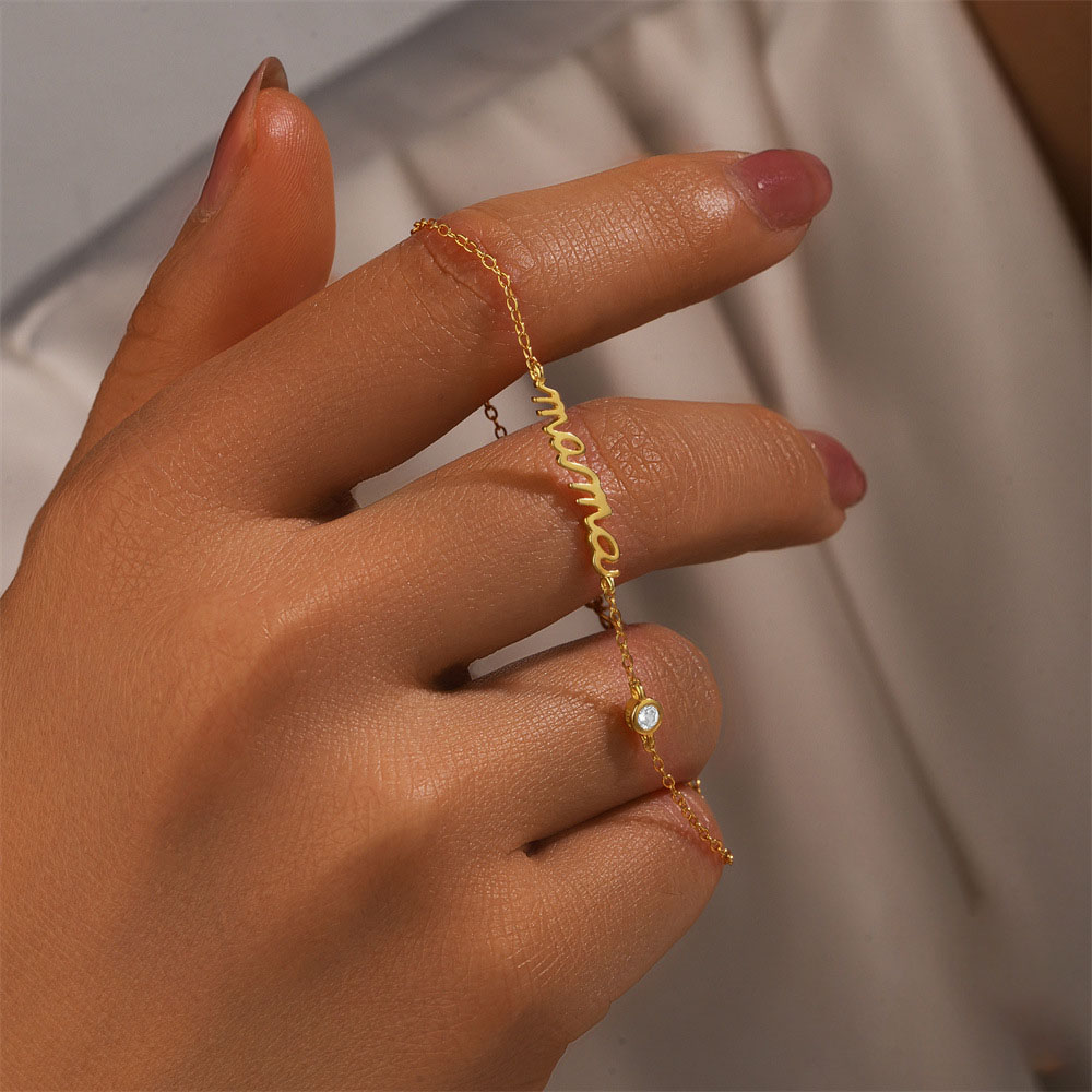 Sotiya Polished Letter Mama Bracelet Sterling Silver-Sotiya