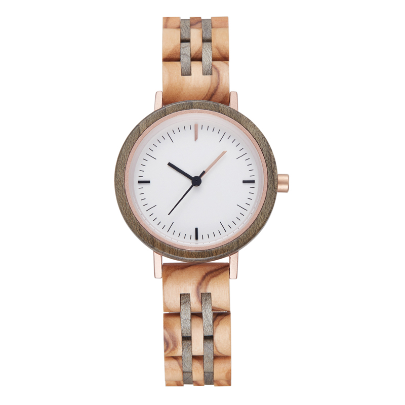 Sotiya White Dial Quartz Coffee Wooden Watch-Sotiya