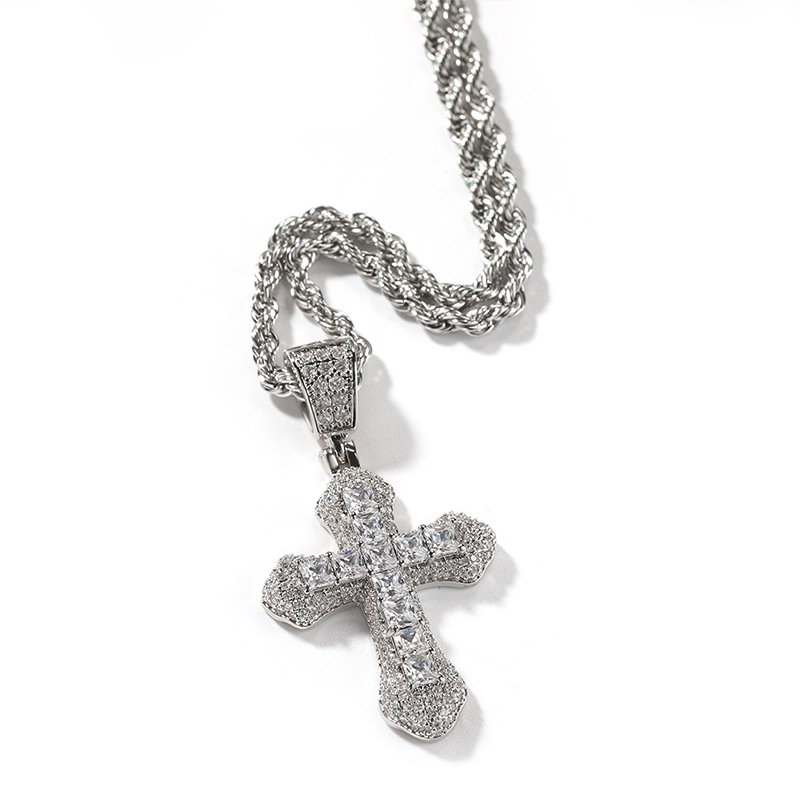Sotiya Cross Design Faith Radiant Cut Men's Necklace-Sotiya