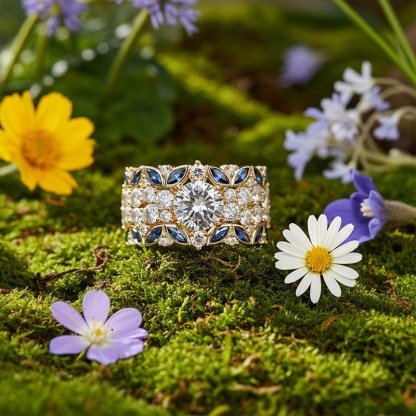 Sotiya Round Cut Leaf Engagement Ring Sterling Silver-Sotiya