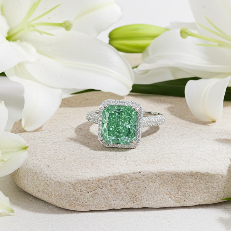Sotiya Paraiba Halo Radiant Cut Engagement Ring Sterling Silver-Sotiya