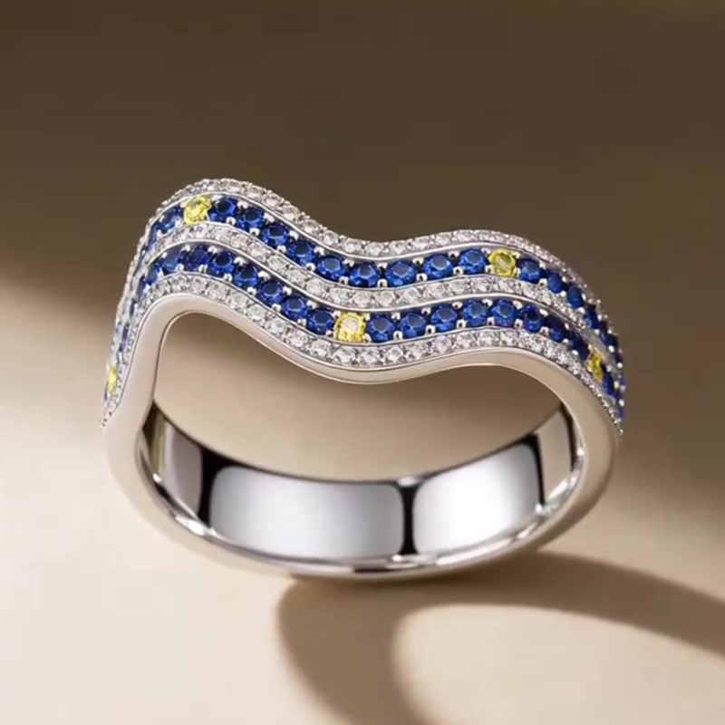 Sotiya Artist Collection Famous Painting Starry Night Women's Wedding Ring Sterling Silver-Sotiya