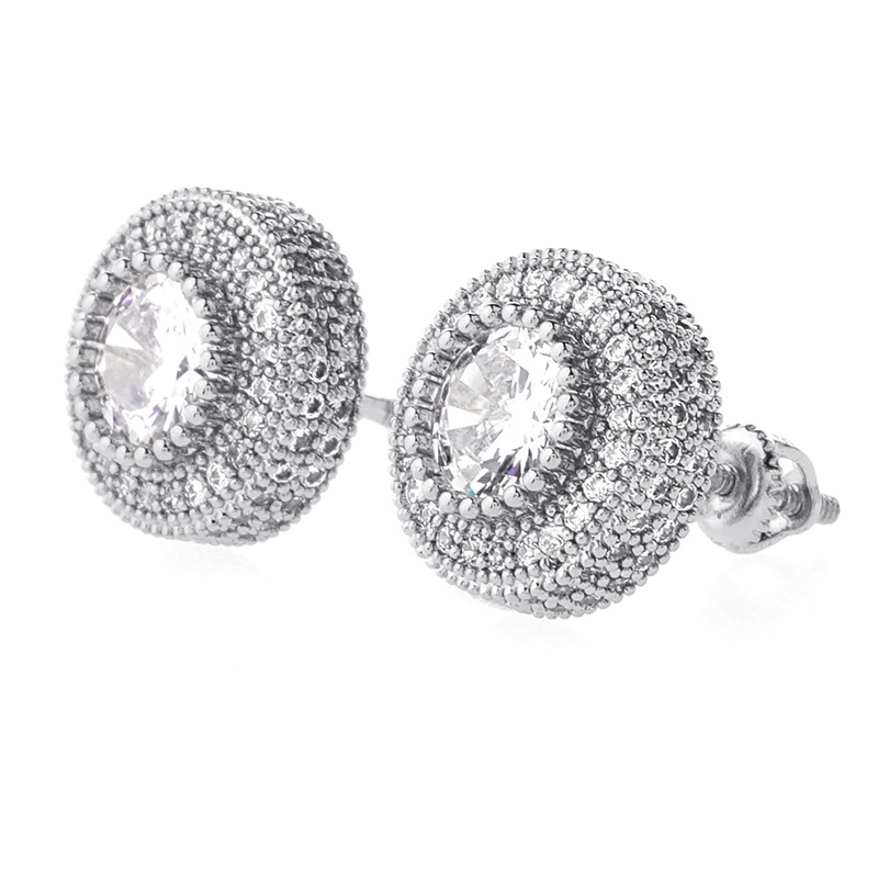 Sotiya Halo Round Cut Men's Stud Earrings-Sotiya