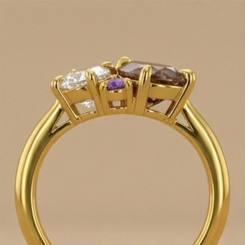 Sotiya Toi et Moi Oval and Pear Cut Coffee Cluster Ring Sterling Silver