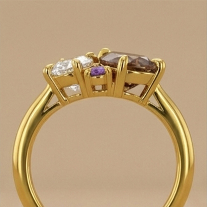 Sotiya Toi et Moi Oval and Pear Cut Coffee Cluster Ring Sterling Silver