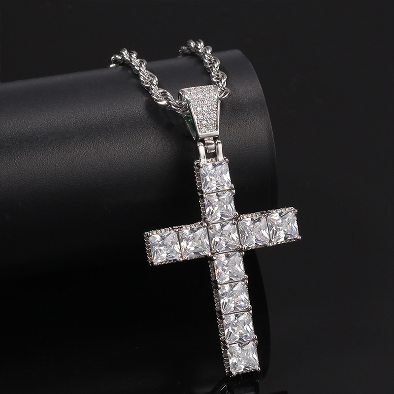 Sotiya Radiant Cut Cross Design Faith Men's Necklace-Sotiya
