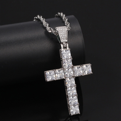 Sotiya Radiant Cut Cross Design Faith Men's Necklace-Sotiya