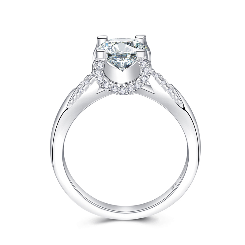 Sotiya Cathedral Round Cut Moissanite Engagement Ring Sterling Silver-Sotiya