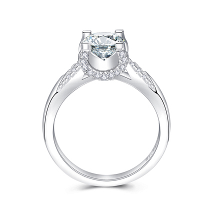 Sotiya Cathedral Round Cut Moissanite Engagement Ring Sterling Silver-Sotiya