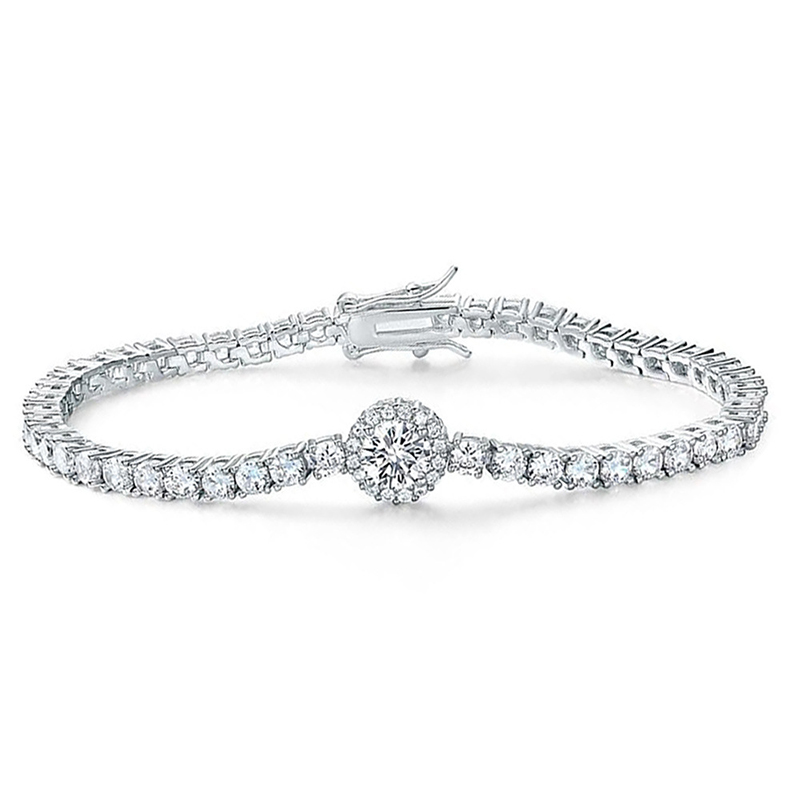 Sotiya Halo Round Cut Tennis Bracelet-Sotiya