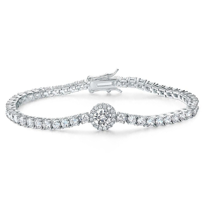 Sotiya Halo Round Cut Tennis Bracelet-Sotiya