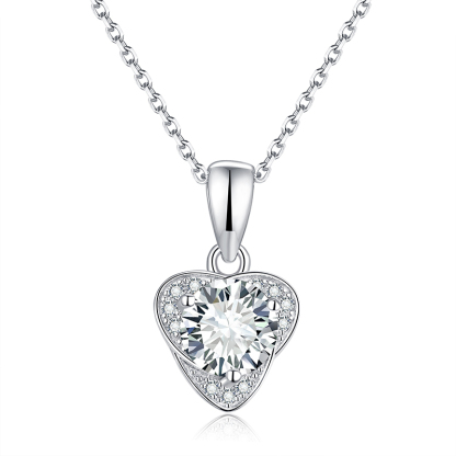 Sotiya Heart Design Round Cut Moissanite Necklace Sterling Silver-Sotiya
