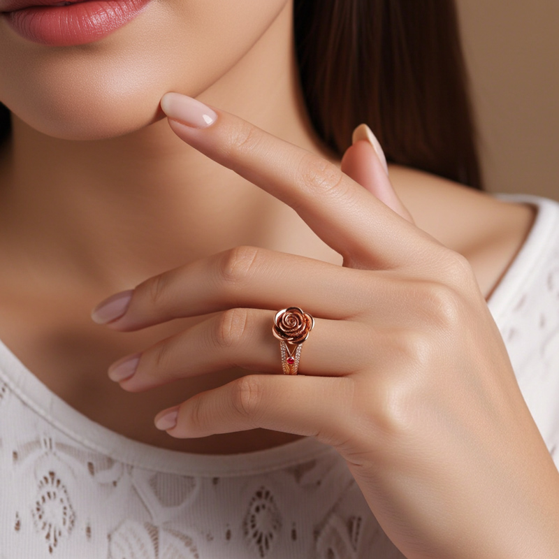 Sotiya Best Buds Side Stone Rose Cocktail Ring Sterling Silver-Sotiya