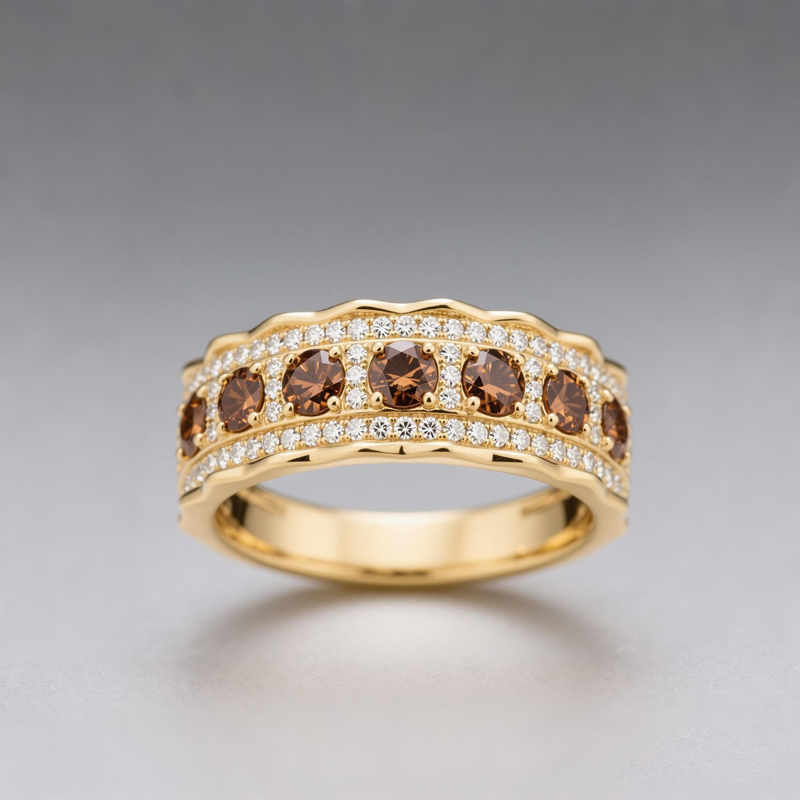 Sotiya Round Cut Coffee Women's Wedding Ring Sterling Silver-Sotiya