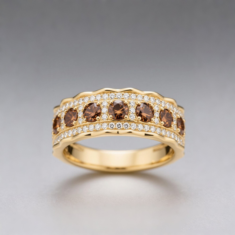 Sotiya Round Cut Coffee Women's Wedding Ring Sterling Silver-Sotiya