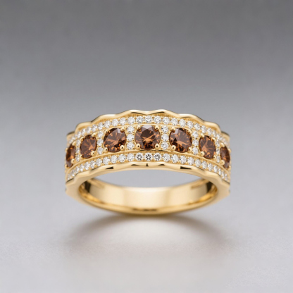 Sotiya Round Cut Coffee Women's Wedding Ring Sterling Silver-Sotiya