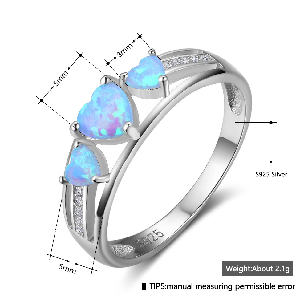 Sotiya Heart Cut Opal Three Stone Engagement Ring Sterling Silver-Sotiya