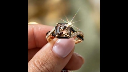 Sotiya Two Tone Twist Cushion Cut Coffee Engagement Ring Sterling Silver
