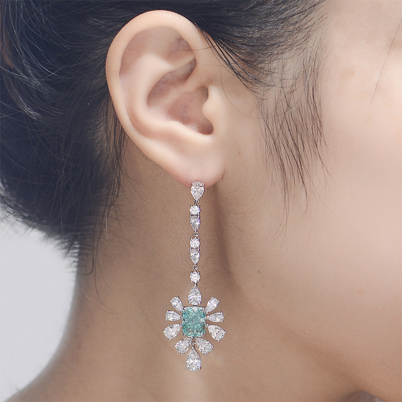 Sotiya Radiant Cut Snowflake Cluster Chandelier Earrings High-carbon Zircon Sterling Silver-Sotiya