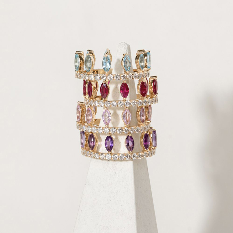Sotiya 12 Birthstones Marquise Cut Mix and Match Stackable Eternity Ring Sterling Silver-Sotiya