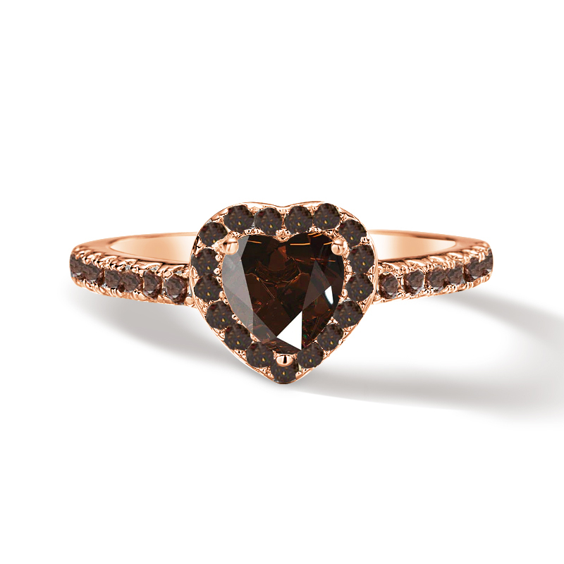 Sotiya Halo Heart Cut Coffee Engagement Ring Sterling Silver-Sotiya