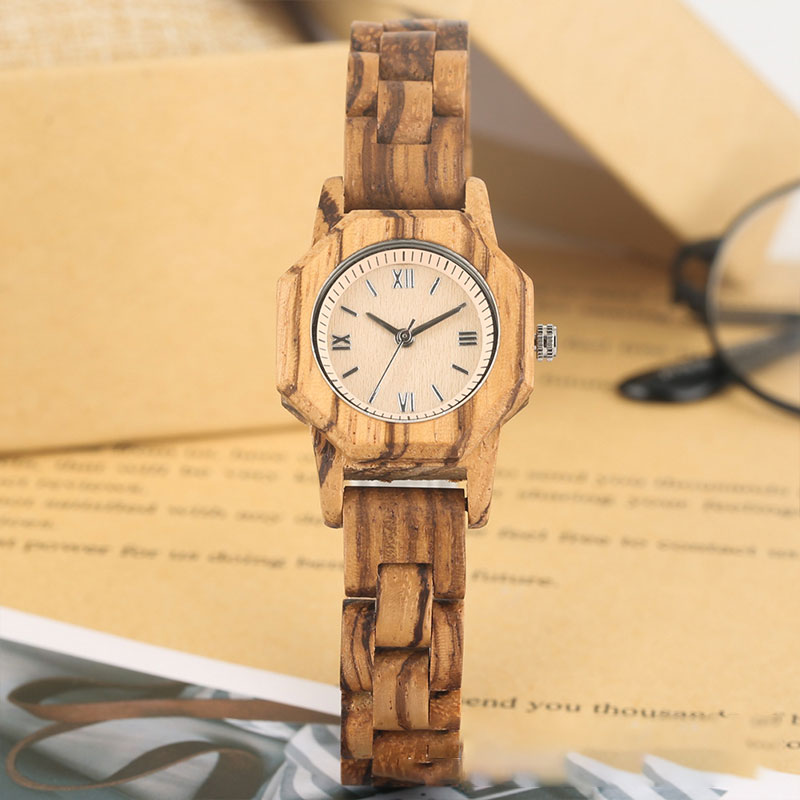 Sotiya Zebrawood Quartz Exquisite Ultra-thin Coffee Brown Wooden Watch-Sotiya