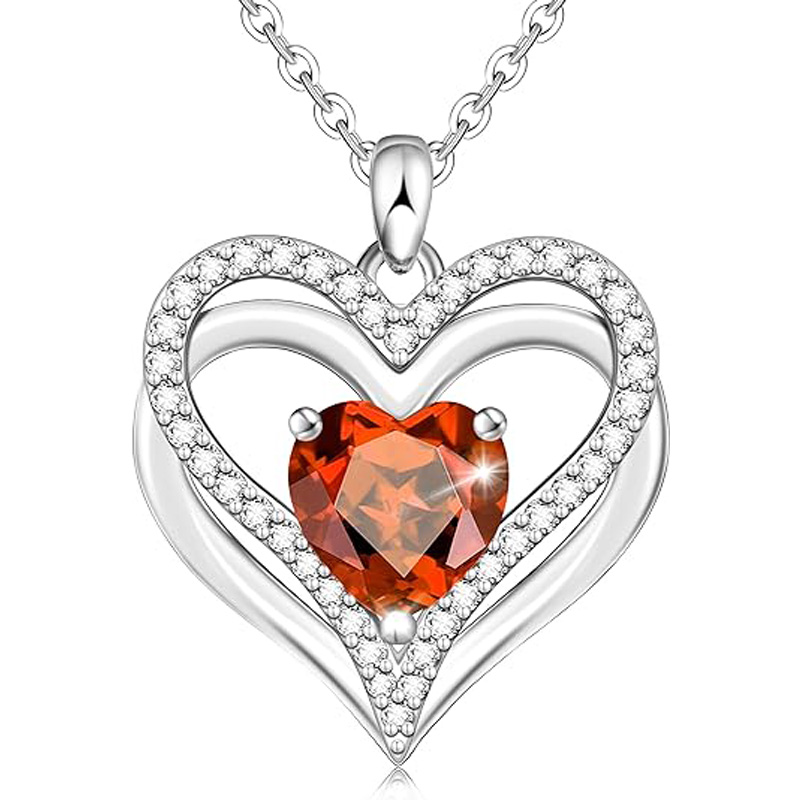 Sotiya 12 Birthstones Intertwined Heart Cut Necklace Sterling Silver-Sotiya