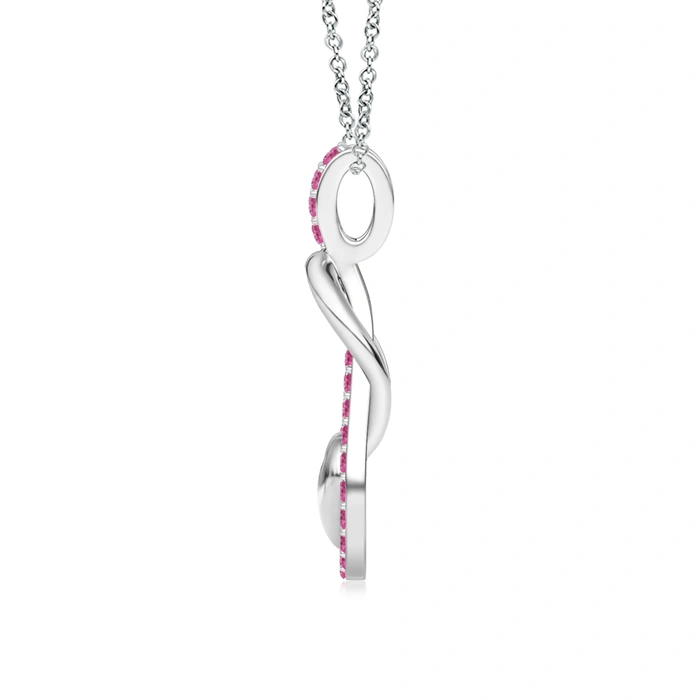 Sotiya Hot Pink Sapphire Infinity Knot with Puffed Heart Pendant Necklace Sterling Silver-Sotiya