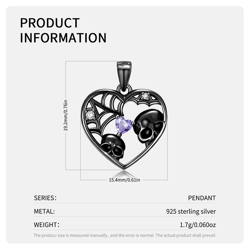 Sotiya Skull Gaze Heart Cut Necklace Sterling Silver-Sotiya