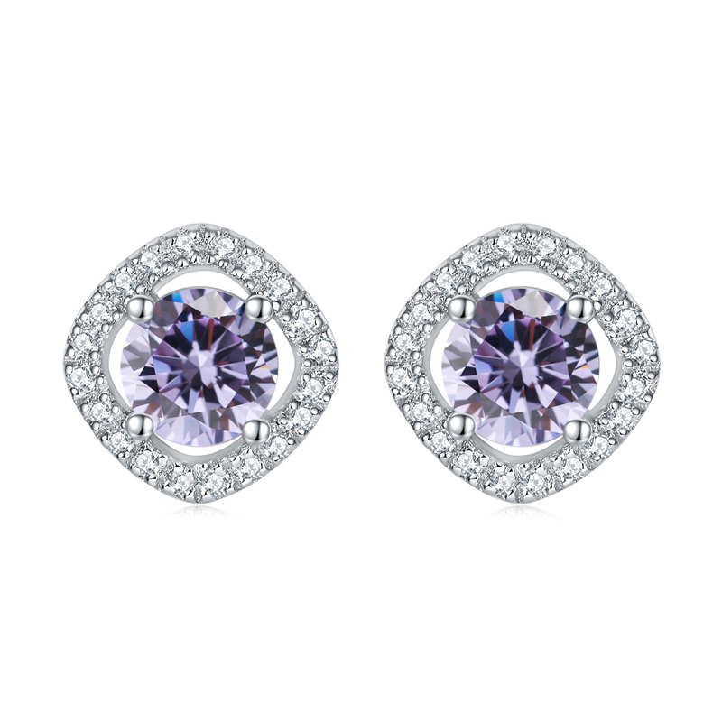 Sotiya 12 Birthstones Halo Round Cut Stud Earrings Sterling Silver-Sotiya
