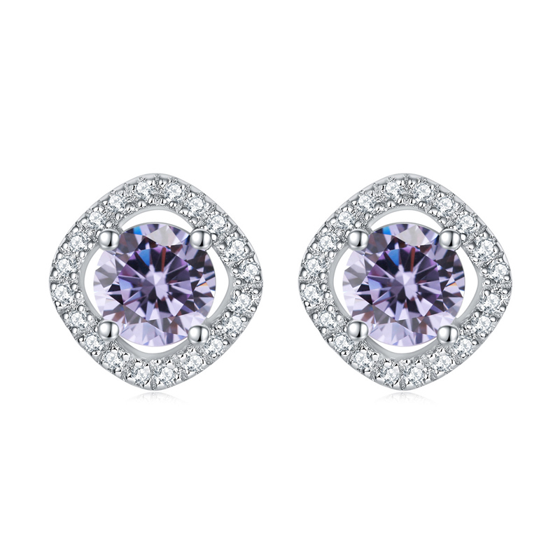 Sotiya 12 Birthstones Halo Round Cut Stud Earrings Sterling Silver-Sotiya