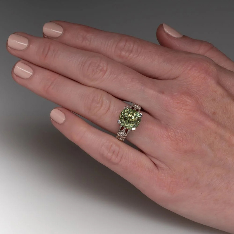 Sotiya Vintage Milgrain Cushion Cut Engagement Ring Sterling Silver-Sotiya