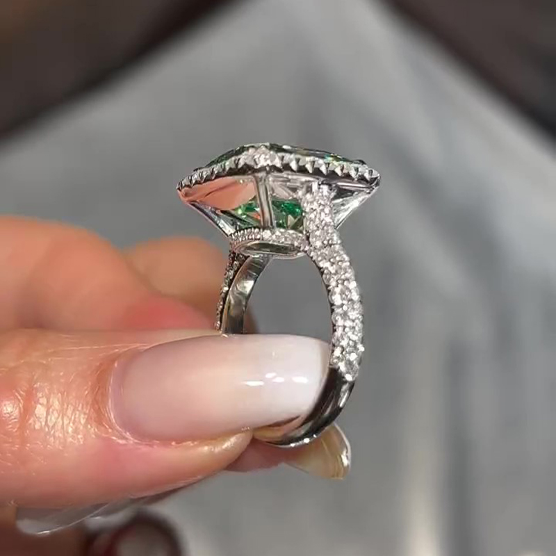 Sotiya Paraiba Halo Radiant Cut Engagement Ring Sterling Silver-Sotiya