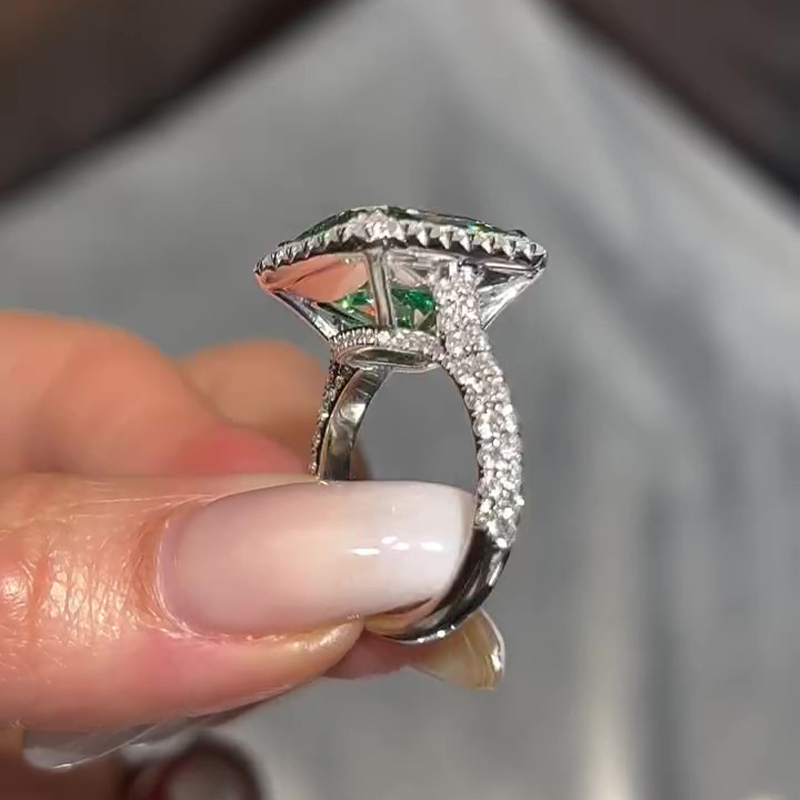 Sotiya Paraiba Halo Radiant Cut Engagement Ring Sterling Silver-Sotiya