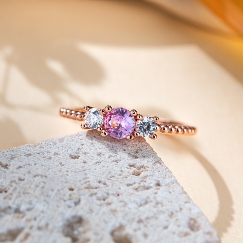 Sotiya Three Stone Rose Gold Tone Promise Ring Sterling Silver