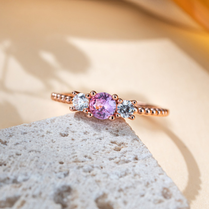 Sotiya Three Stone Rose Gold Tone Promise Ring Sterling Silver