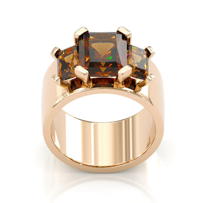 Sotiya Three Stone Radiant Cut Coffee Engagement Ring Sterling Silver-Sotiya