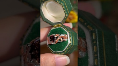Sotiya Victorian Rococo Enamel Round Cut Coffee Engagement Ring Sterling Silver