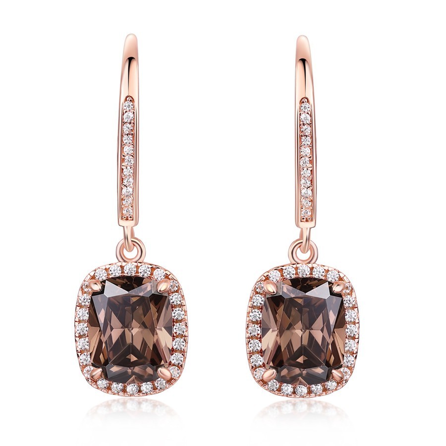Sotiya Halo Cushion Cut Chocolate Drop Earrings Sterling Silver-Sotiya