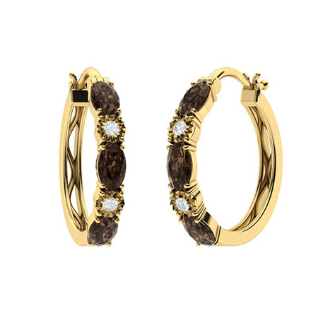 Sotiya Coffee Oval Cut Classic Hoop Earrings Sterling Silver-Sotiya