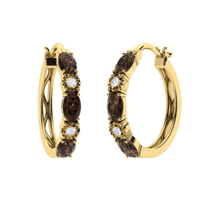 Sotiya Coffee Oval Cut Classic Hoop Earrings Sterling Silver-Sotiya