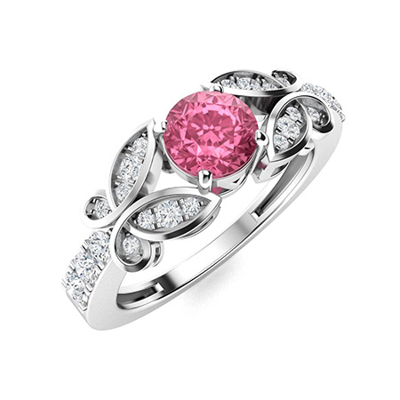 Sotiya Customizable 12 Birthstone Butterfly Round Cut Engagement Ring Sterling Silver