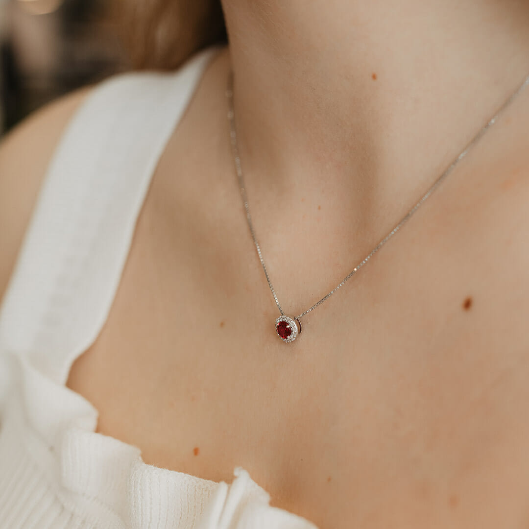 Sotiya Halo Coffee Round Cut Necklace Sterling Silver-Sotiya